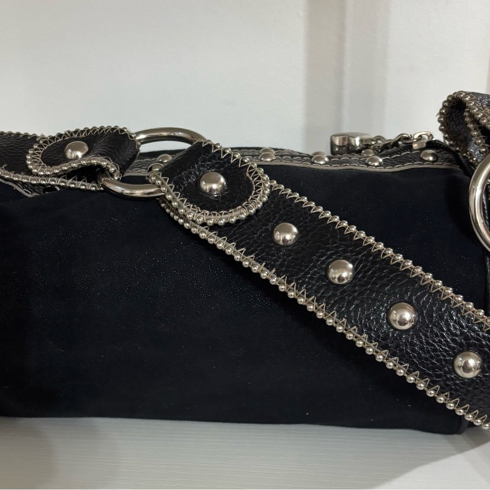 Kathy Van Zeeland Vintage Black Suede Double Kisslock bag - Picture 4 of 14